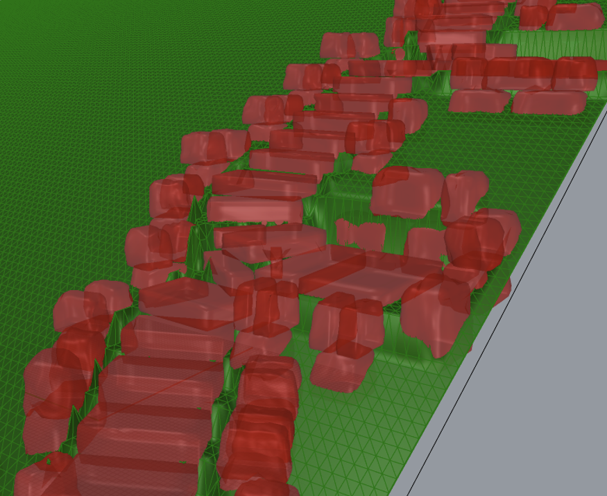 Parametrically generated stone stairway on a terrain mesh